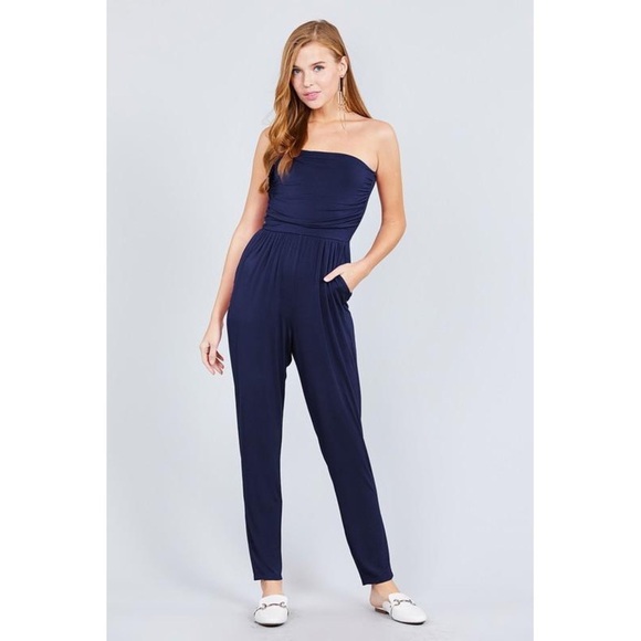 Strapless Pocket Jumpsuit - Picture 1 of 4
